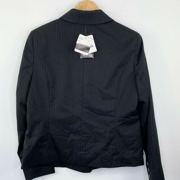 Doncaster Jacket Womens Plus 14 NWT Black Striped Wool Blend Button Down Blazer - Picture 8 of 8